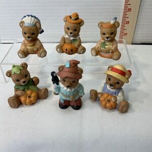 Vintage Homco Fall Harvest Halloween Teddy Bear Figurines‎ Set of 6